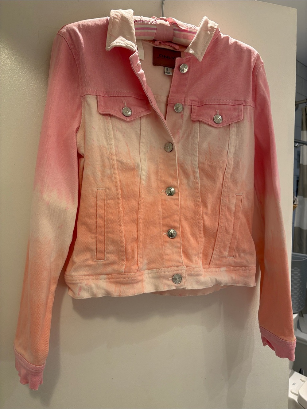 Only Pink to Peach Ombre Denim Jacket